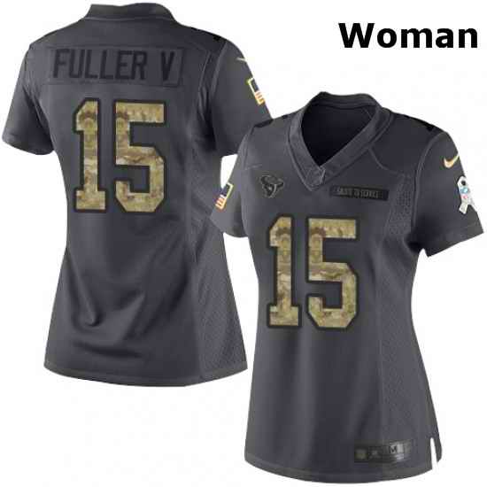 Womens Nike Houston Texans 15 Will Fuller V Limited Black 2016 Salute to Service NFL Jersey